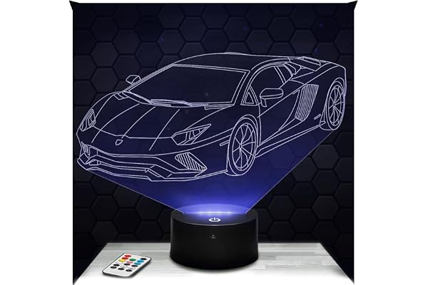 Lampephoto.fr - Lampe 3D Voiture Sportive Lambo, Idée Cadeau Fan de Voiture, Veilleuse Tactile Led, Effet Hologramme 3D, Idée Cadeau Noël Anniversaire Garçon et Fille