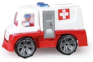 Lena 04456 - TRUXX ambulance emergency vehicle with play figure and stretcher, ambulance with accessories, ambulance with opening doors, toy vehicle for children from 2 years