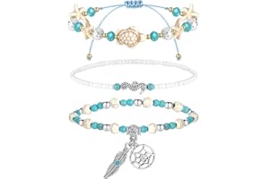 PWSAP 3Pcs Cavigliera per Donna,Tartaruga Conchiglia Cavigliera Bracciale Alla Caviglia Moda Stella Marina Catena a Piedi Ipoallergenica Piede Gioielli Compleanno Anklet Foot San Valentino Regalo,Blu Bianco