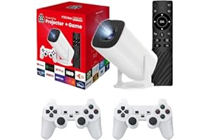SZSEYNMY Proyector P30 Max + consola de videojuegos retro, proyector de juegos M300 Max + 2 controladores inalámbricos, consola de juegos retro, 36000 juegos clásicos integrados, 4K HD Auto Keystone
