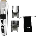 Vega P3 Battery Powered Trimmer Men with 160 Mins Runtime, Titanium Blades, 2 Comb Attachment, Digital Display & 40 Length Settings, Silver, (Power Series P3 VHTH-27)