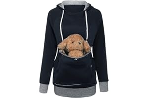 JAXICH Women Men Pet Pouch Hoodie, Long Sleeve Pet Holder Hoodie, Cat Puppy Holder Hooded Pullover Coats with Big Pocket, Solid Color/Plaid Print, Unisex Warm Big Pouch Top for Small Animals Sale