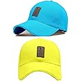 SELLORIA Acrylic Base Ball New Generation Boys And Girls Men Women's And Fancy Stylish Caps Sky Blue And Yellow Caps Pack Of 2, One Size
