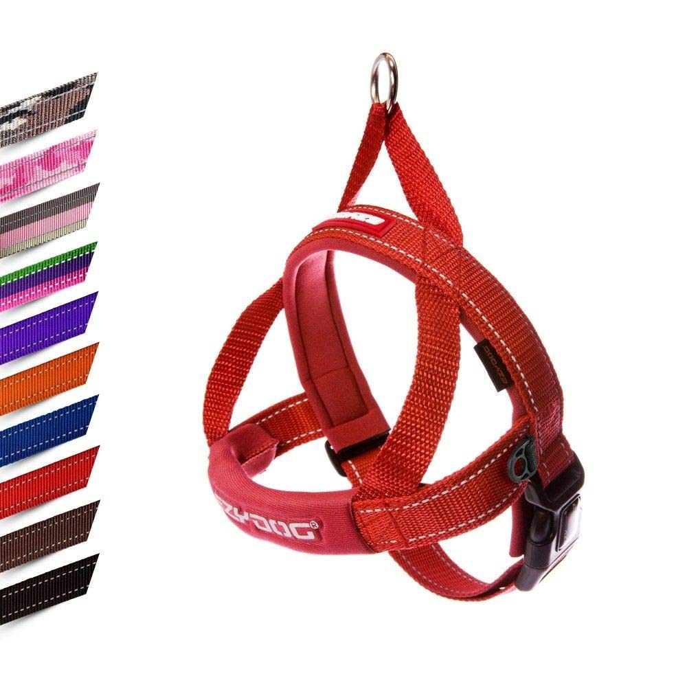 EzyDog Quick Fit Dog Harness - Premium Padded No-Pull Harness, Red, Medium