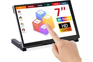 ELECROW 7-tums IPS HD-pekskärm 1024 x 600 HD-skärm kompatibel med Raspberry Pi/BB