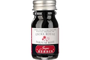 Jacques Herbin 13768ST - ''Les subtiles'' scented ink bottle for fountain pens and rollerball pens 10 ml, Red ink and Rose fragrance. Made in France writing