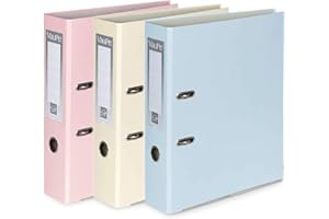 OFFICE CENTRE 3 x Pastel A4 75mm Lever Arch Folders Large Document Storage Files 500 Sheets Capacity