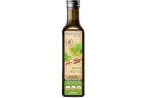 Huile de pépins de raisin 250 ml – Huile végétale pure pressée à froid | Naturelle et polyvalente pour la cuisine, la peau et les cheveux | Par BIOHERBA