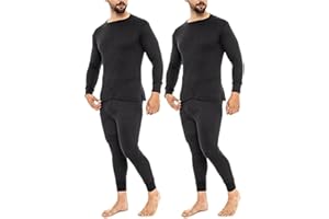 DOLCE ENVY Men's Thermal Pack of 2 Set Long John Bottom and Long Sleeve Tops Warm Base Layer for Winter Suitable For Daily Use High-Performance