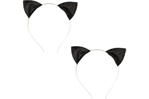 CSDPC 2Pcs Cat Ears Headband for Women and Girls - Black Headbands Costume Cosplay Head Band - Glitter Exquisite Sweet Sexy Women Hair Accessories
