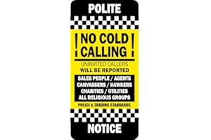 BUYIT No Junk Mail Sign Sticker - No Cold Calling Sign Sticker - For Front Door Letter Box - Self Adhesive Vinyl Label Durable and Resistant Waterproof Heat proof Highly Indoor Outdoor (1 x No Cold Calling)