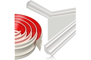 Poraceous 5 Metri Modanatura Autoadesiva Flessibile, Modanatura Adesiva, Modanatura Autoadesiva Flessibile, Modanature Fecorative Flessibili per Angoli da Parete, Battiscopa, Piastrelle (12mm x 9mm)