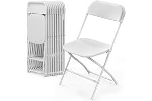 Bonnlo Set de 12 Sillas Plegables – Sillas de Comedor, Jardín, Camping, Plegables, para Balcón, Sala de Estar, Restaurante y Conferencias, Ergonómicas, 47x47x75 cm, hasta 150 kg, Blanco