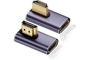 Quwem 2 Pack 8k Left & Right Angle 90 Degree HDMI Adapter, 48Gbps Uhd HDMI 2.1 Male to Female Extender Connector Supports 8K@60Hz 4K@120Hz Compatible with HDTV Laptop Computer TV