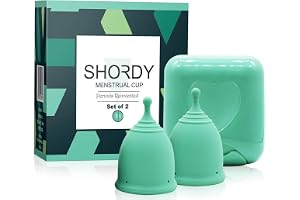 SHORDY Menstruationskoppar, set med 2 med minilåda, periodkopp tillverkad med silikon av medicinsk kvalitet, feminin hygien o