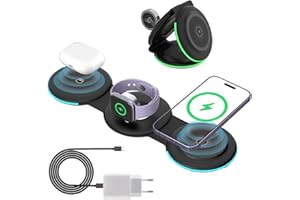 Electight 18W Ładowarka Bezprzewodowa, [3 w 1] Ładowarka Indukcyjna Stacja Magnetyczna Stacja Szybkiego ładowania, Obsługuje Wszystkie Smartfony z Funkcją ładowania Bezprzewodowego