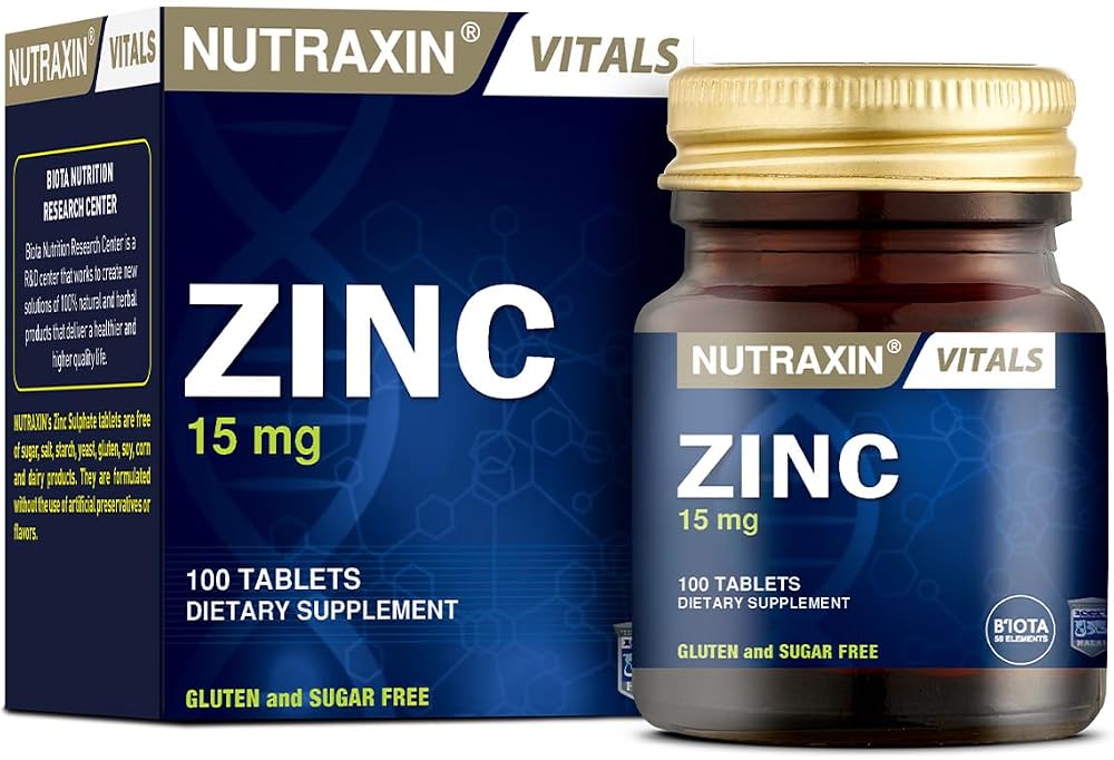 Nutraxin Vitals Zinc 15 mg 100 Tablet Takviye Edici Gıda