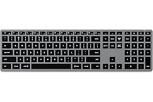 ‎SATECHI SATECHI Slim X3 Klawiatura Bezprzewodowa Bluetooth, USA QWERTY, Podświetlana Klawiatura Numeryczna, do Wielu Urządzeń – do MacBook Air i Pro M5 M4, Mac Mini, iPad Air i Pro, iMac i innych – Space Grey