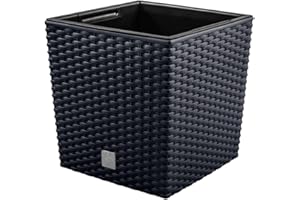 magubo Pflanzkübel in Rattan-Optik, inkl. Einsatz, quadratisch - Übertopf Groß für Haus und Garten, Moderner Blumentopf, Blumenkübel in Premium-Qualität (Anthrazit, 170)