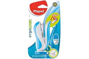Maped Ergologic Agrafeuse de poche intégrée, réserve d'agrafes et ôte-agrafes, livré avec 1 boite de 400 agrafes - Bleu