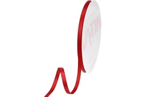 VATIN 6mm Double Faced Red Polyester Satin Ribbon - 45 Metre for Gift Wrapping Ornaments Party Favor Braids Baby Shower Decoration Floral Arrangement Craft Supplies