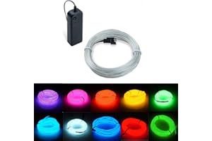 Kmruazre 3m/9ft El Wire Neon Lights with Battery Pack, Portable Battery-Powered Wire Drive with 3 Modes, Suitable for Home,Kitchen,Party,Halloween Decoration(Ice Blue)