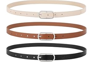 JasGood Damski skórzany pasek do sukienki, spodni, dżinsów, cienkiej talii, pasek do sukienki, pasek ze złotą klamrą