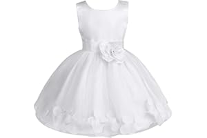 YiZYiF Vestido de Princesa Flores para Niñas Vestido Boda de Dama de Honor Fiesta Vestido Bautizo Tutú sin Manga con Lazo Vestido Elegante Ceremonia 2-14 Años