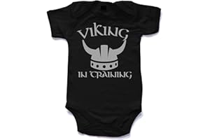Naughtees Clothing - Viking in Training Printed Short Sleeved Babygrow Babysuit in 8 Colours and 4 Sizes