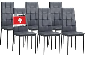 ‎ALBATROS Albatros Esszimmerstühle 6er Set Rimini, Grau - Edles Italienisches Design, Kunstleder-Bezug, bequemer Polsterstuhl - Moderner Küchenstuhl, Stuhl Esszimmer oder Esstisch Stuhl