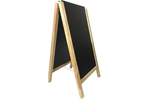 INTERFACE PLV Chevalet stop trottoir avec 2 ardoises amovibles cadre bois pin naturel dimensions 117 x 60 cm