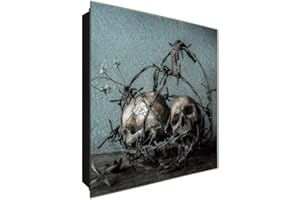 DekoGlas Schlüsselkasten 'Totenköpfe' 30x30 Glas, inkl. Haken Schlüsselbrett Schlüssel-Box Design Aufbewahrung