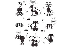 ufengke Adesivi per Interruttore Gatti Neri Adesivi Murali Decorazioni Pareti Piccoli Vinile per Scale Camera da Letto Soggiorno Cucina Interne