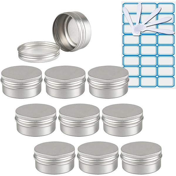 60 Stück Alu-Döschen Set - Leere Cremetiegel Mit Aufklebern 10/15/30ml