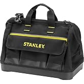 Stanley 1-96-183 - Large Opening Tool Bag with Zipper, 44.7 x 27.5 x 23.5 cm, Reinforced Base, Black/Grey, 16"