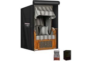 LAMUNI Funda para Sillón de Playa, 420D Oxford Cubierta para Silla de Playa de Mimbre, Anti UV Funda Impermeable para Silla de Playa, Cubierta Protectora para Sillón de Playa, 100x90x155/140cm