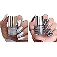 DeBelle Gel Nail Polish Combo Pack of 2 Metallic Silver(Chrome Silver), Dark Grey(Copper Glaze) 16 ml(8ml Each)