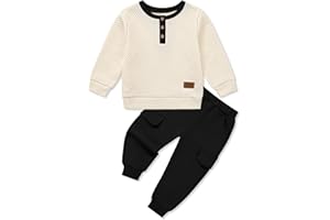 Naiyafly Toddler Boys Clothes Outfits Colour Block Tracksuit Set Long Sleeve Jumper and Pants Autumn Winter Clothing 18-24 Months 2-3T 3-4T 4-5T 5-6 Years