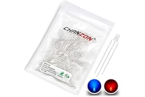 Chanzon 100 Piezas luces diodo LED difuso rojo y azul de 3mm Ánodo común (bicolor redondo mate) Componentes electrónicos Diodos emisores de luz indicadora