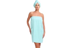 Knuffnee Women Wrap Towel Shower Spa Wraps Terry Cloth Bathrobe Adjustable Bath Wrap