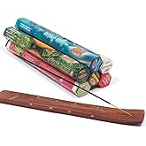 Orret Home 120 Pieces 6 Packs of Mixed Incense and Boat, Rod Set and Wood Holder