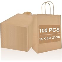 JEUIHAU 30 Sacchetti Regalo In Carta Kraft Marrone Con Manici – 28x20x10 Cm, Per Feste E Shopping
