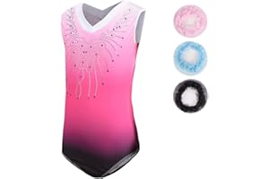 Sinoem Justaucorps de Gymnastique Fille Manches Longues Couleur Dégradé Multicolore Leotard Danse Ballet pour Enfant 3-12 Ans