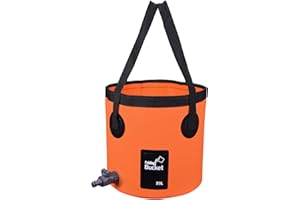 iGreely Folding Bucket, 20L Handy Folding Bucket, Easy to Clean with Tap - Perfect for Plumbing, Cleaning, Camping, Hiking, Fishing (Orange, 20L)