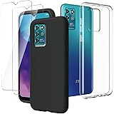 LYZXMY Cover per ZTE Blade V30 Vita Trasparente + Nero Custodia + [2 Pezzi] Pellicola Protettiva in Vetro Temperato - Morbido