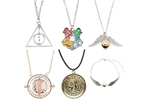 SIMYRON Anhänger Halskette 6 Stück Unisex P-otter Goldener Schnatz Anhänger Halskette & Armband für Harry P-otter Fans als Geschenk für Sammler oder als Dekoration, kreatives Geschenk für Männer & Frauen