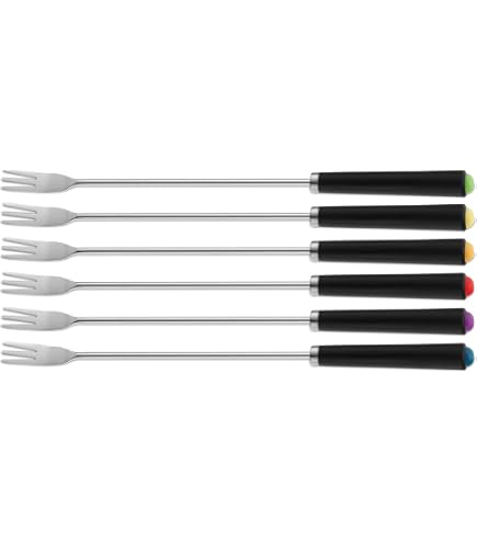 6 Fourchettes à Fondue En Acier Inoxydable – Longueur 24 Cm, Pour Chocolat, Fromage, Fruits, Dessert, Usage Domestique Ou Professionnel