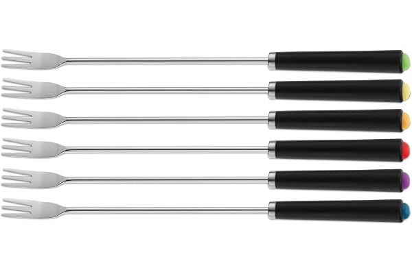 kela Set de fourchettes à fondue 6 pièces MORENA, brochettes à fondue au fromage 25 cm, fourchettes en acier inoxydable avec repères de couleur, fourchette à fondue à la viande