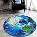 Produktbild GWELL Galaxis Fußmatten Runde Teppich Kinderzimmer Weich Plüsch Anti-Rutsch Kinderteppich für Schlafzimmer Wohnzimmer blau 80 x 80 cm