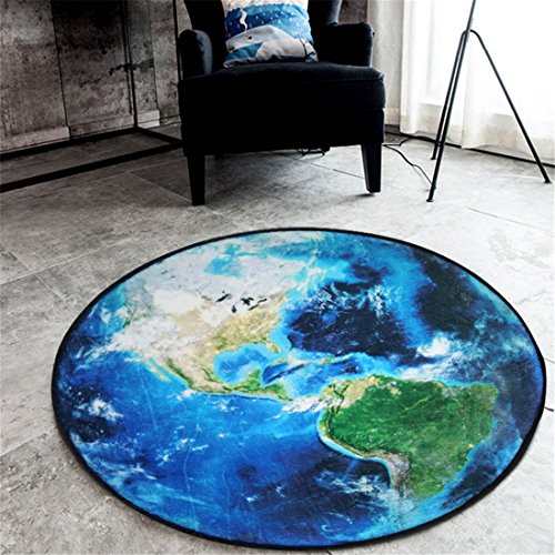 Preisvergleich Produktbild GWELL Galaxis Fußmatten Runde Teppich Kinderzimmer Weich Plüsch Anti-Rutsch Kinderteppich für Schlafzimmer Wohnzimmer blau 80 x 80 cm